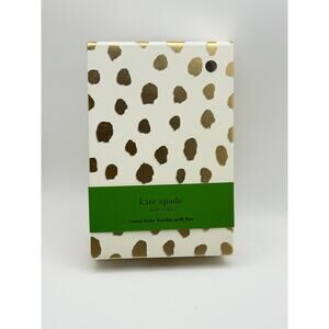 Kate Spade New York Loose Note Holder With Pen Gold Dots Green Band Stylish Desk